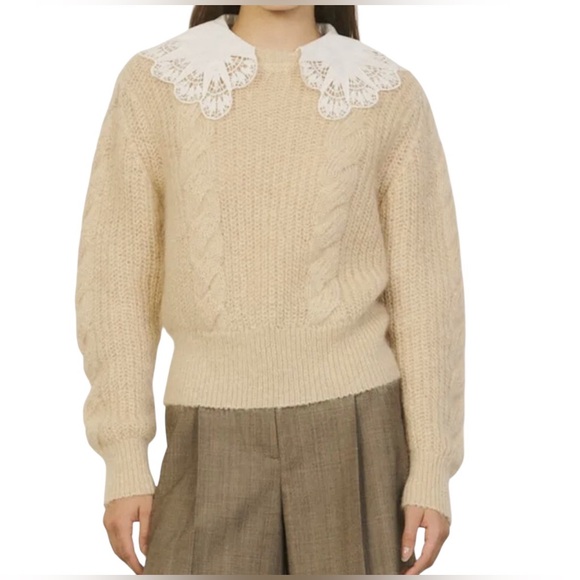 Sandro Paris Sweaters - NWT Sandro| Women’s Cropped Sweater with embroidered collar mohair wool sz 2 usa
